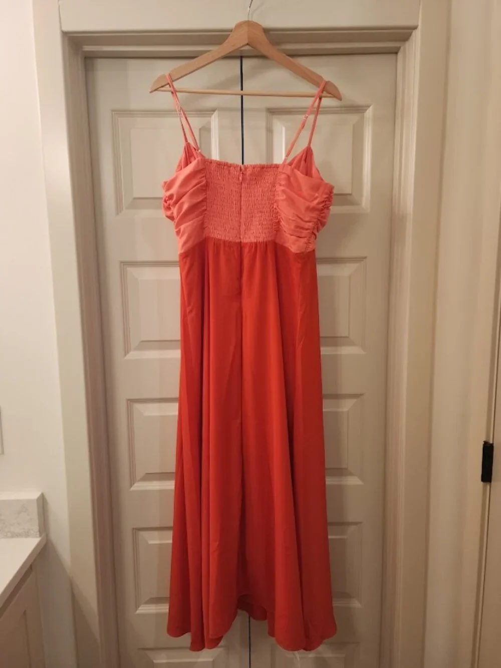 Abercrombie & Fitch | Bra-Free Hardware Maxi Dress in Coral | Size L